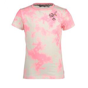 NWT - Moodstreet - Girls' Pink Tie-Dye T-Shirt with Floral Embroidery